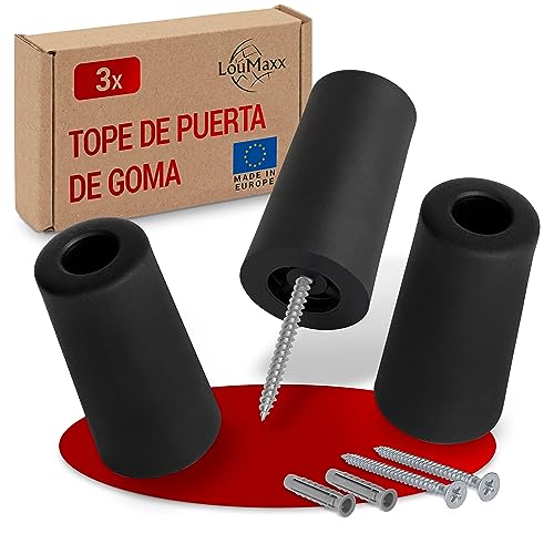 LouMaxx, tope para puerta de goma, para atornillar al suelo (Negro, Ø 40 mm x 75 mm)