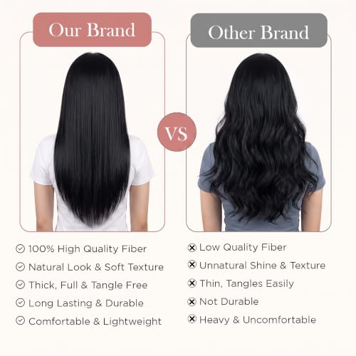 Image of Artifice 5 Clip Super Long Straight Clip in Hair Extensions for Women Natural Soft Clip on Extensions Synthetic Thick Hairs for Any Event for Girls Hair Extension 36 INCH Natural Dark Brown