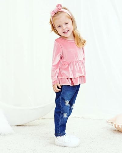 Image of Renotemy Baby Girl Clothes Toddler Girl Clothes Outfits Infant Clothing Jeans Pants Set Cute Clothes Set for Girls