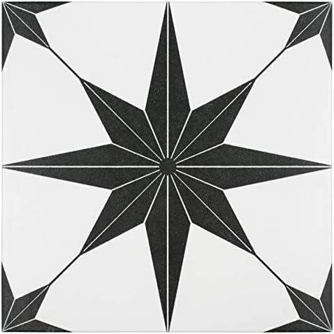 SomerTile Stella Nero Encaustic 9-3/4" x 9-3/4" Porcelain Floor and Wall Tile