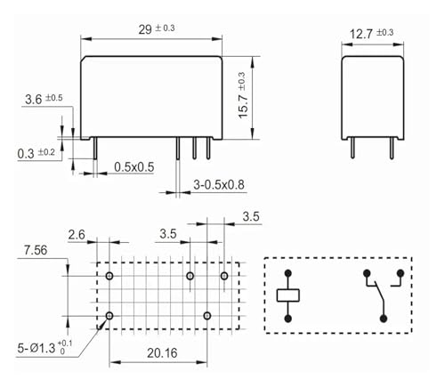 Relé H1CA048V de 5 pines y 48V para control de circuitos 2