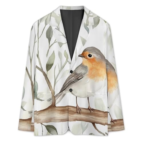 Robin Bird On Woods Classic Suits Blazer for Men Business Tuxedo Jacket Sport Coat Two Buttons3