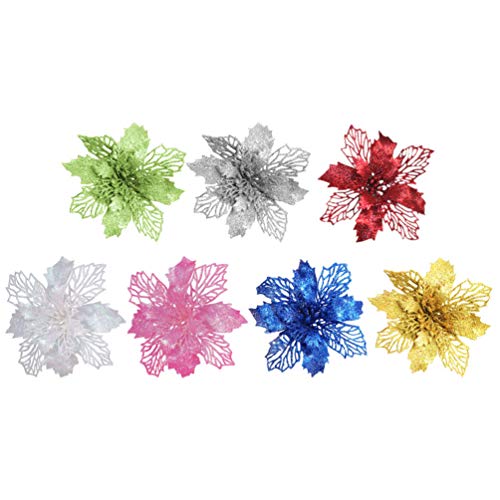 Fleurs Poinsettias Décoratifs Ornements | Art Floral de Noël Premium 7 Pièces