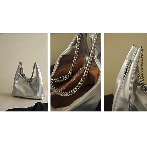 Bolso Tote Plateado de Cuero Sintético para Mujer miniatura 4