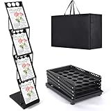 Estleys Trade Show Literature Stand Display Rack, Magazine Brochure Catalog Display Stand, Magazine Floor-Standing with Portable Oxford Bag for Office Store Exhibition Trade Show (Black)