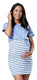 Nuestra modelo mide 1,72 m. HAPPY MAMA. Mujer Premamá Dos Piezas Vestido Top Corto Separado Lactancia. 127p (Azul Claro, EU 42, XL)