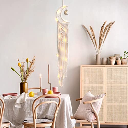 Khoyime Moon Dream Catcher Macrame Wall Hanging - Bohemian Home Decor Handmade Woven Decoration For Kids Room Home Wedding Ornament Craft Gift (Beige) #TOP5