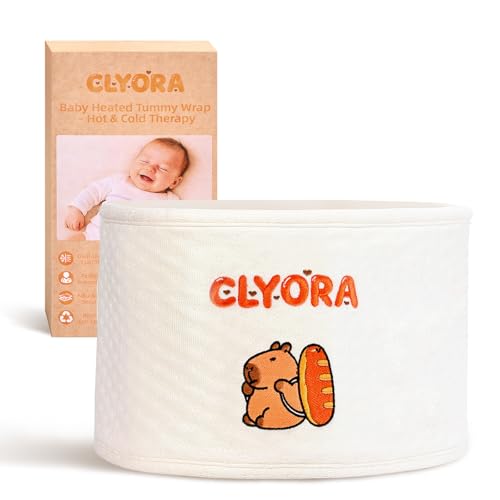 CLYORA Heated Baby Belly Band for Colic & Gas Relief Silent Velcro Infant Gripe Belt Gentle Warmth Compression Soothe Tummy Discomfort Anti-Scald Safe Heating Pad Adjustable for Newborn 0m+