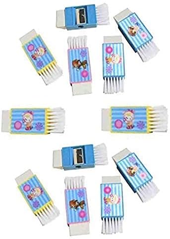 Super Quality Sharpener Eraser Brush 3 in one/School Stationary/Birthday Return Gift (Pack of 20) (Multicolor)