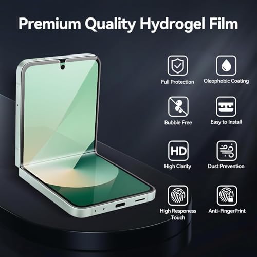 Image of EZ-GLAZ 4-in-1 Screen Protector for Samsung Galaxy Z Flip 6 | Full Body Protection (Inner Display + Back Panel + Cover Screen + Hinge) | HD Clear Flexible Film | Bubble-Free Installation | Scratch Resistant