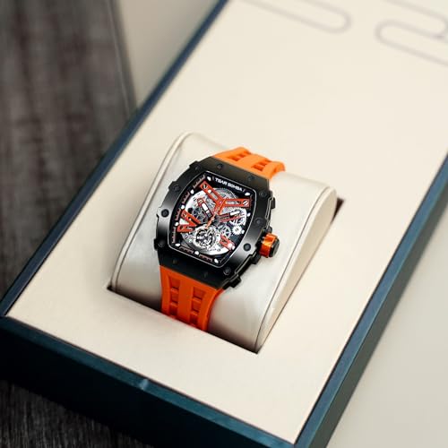 Image of TSAR BOMBA Mens Luxury Watch Automatic Watches for Men 50M Waterproof Japanese Mechanical Movement Tonneau Stainless Steel Case Sapphire Glass Big Face Cool Unique Fashion Gift Men