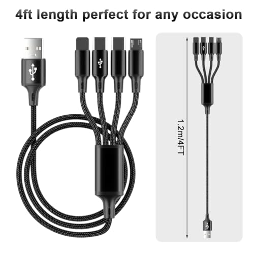 Image of Verilux 4 in 1 Type C Cable Fast Charging for iPhone & Android 3.9FT, C Type Charger Cable with Dual Type C Connectors, USB to Lighting Cable, USB to Micro A Cable, Support Simultaneously Charging