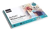 BRUSTRO Artist's Watercolour Paper Pad | 300 GSM, A4, 25% Cotton, Cold Pressed | Pack of 15 Sheets | Wiro Bound, Spiral, Ideal for Professional Drawing, Painting, Dry & Wet, Fine Art Students
