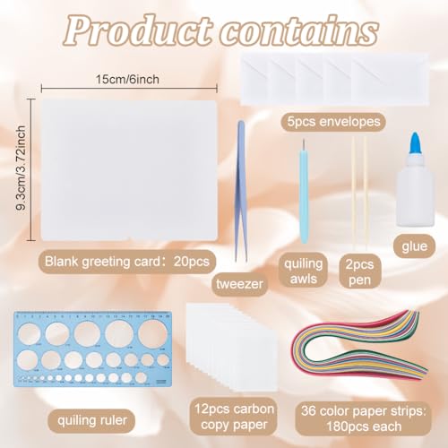 WEBEEDY 20 conjuntos de kit de quilling de papel para adultos iniciantes, faça você mesmo, 5 estilos