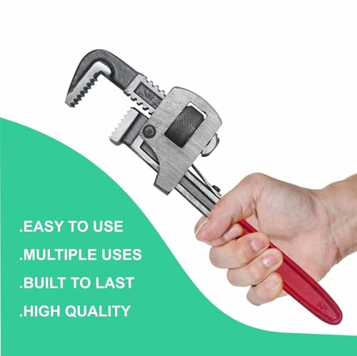 Image of Padmakshi Tools Pipe Wrench 10 Inch - Heavy Duty Adjustable Steel Wrench (Red) | Rust-Resistant Plumbing Hand Tool for Pipe Fitting, Home Repair & Professional Use