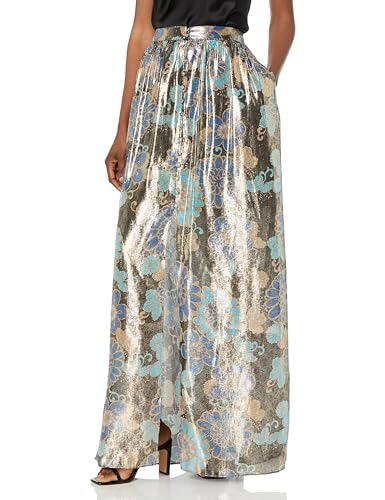 Trina Turk Women's Printed Metallic Silk Maxi Skirt