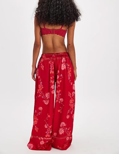 SKIKYAN Women Summer Casual High Waist Wide Leg Pants Floral Print Palazzo Pant Flowy Lounge Beach Trousers with Pockets2