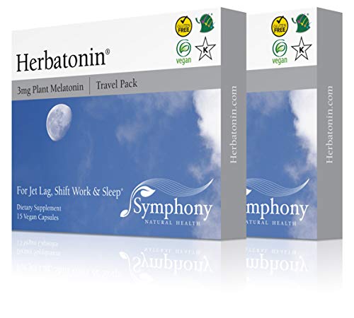 Herbatonin 3mg (Includes 2 Travel Packs: 30 Capsules) â€“ The First Phyto-Melatonin (Natural Plant Melatonin) for Jet Lag, Shift Work, Sleep and Body Clock/Circadian Rhythm Support