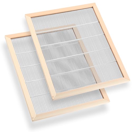 Geelin 2 Pack 8 Frame Wooden Bound Metal Queen Excluder Timber Bound Metal Frame Excluder Separating Queen Bees Bee Hive Frames for Bee Hive Beekeeping Supplies Beekeeping Tools