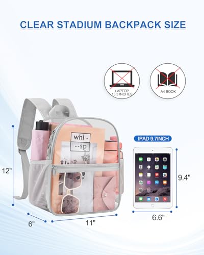 Image of Clear Backpack for Stadium Events, 12x12x6 Small Clear Plastic bag with Reinforced Straps for Game Security Festival Concert