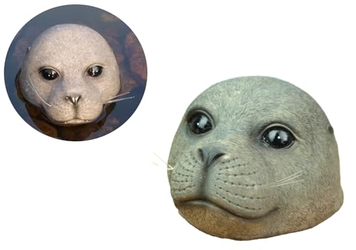 Generisch Teichfigur Seehund Kopf Robbe schwimmend Deko Figur Polyresin Maritime Dekoration Gartendeko Gartenfigur Schwimmfigur Teichdeko Schwimmtier