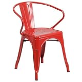 Flash Furniture Metal Chair with Arms, Red