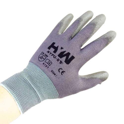 Hy-weld Gloves Cut Resistant Palm Coating Gray 13 Gauge Nylon Machine Knit Polyurethane (144 pairs, Large)