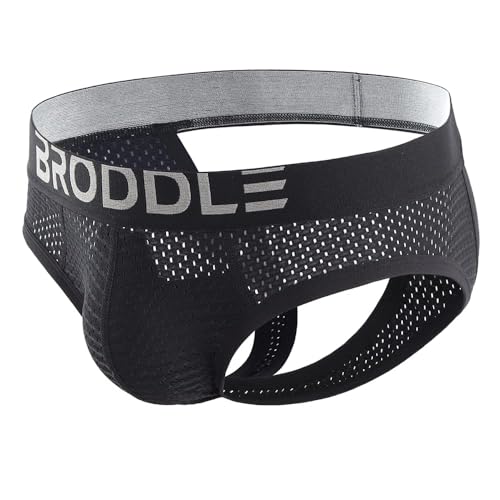 BRODDLE Men's Mesh Padded Pouch Athelic Supporters Breathable Jockstrap Elastic Waistband Low Rise