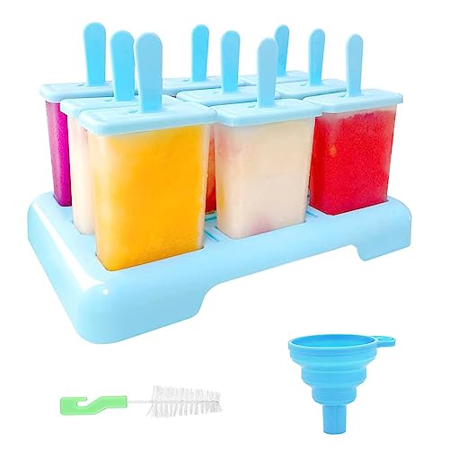EHOTER Silicone Popsicle Molds 12-Cavity Ice Cream Molds DIY Ice Pop Mold for Kids Adult Teens BPA Free Ice Cream Molds for Party Yogurt Juice Smoothies Sticks (Blue)