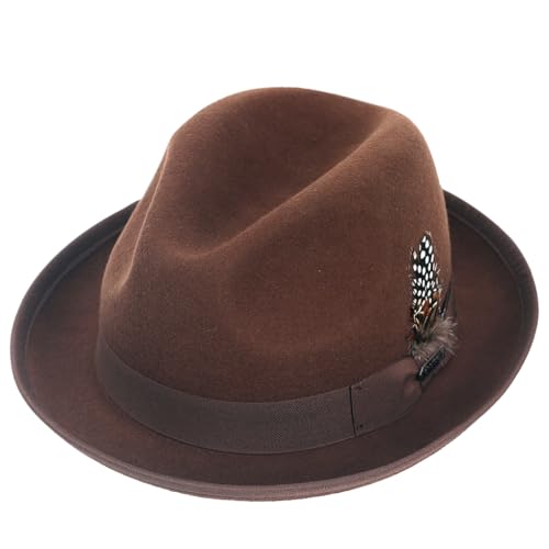 Image of FORBUSITE Wool Felt Wide Brim Fedora Hats for Women Men