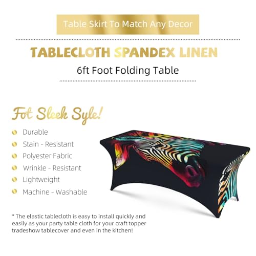Nappe ajustée stretch zèbre multicolore en élasthanne de qualité - 6
