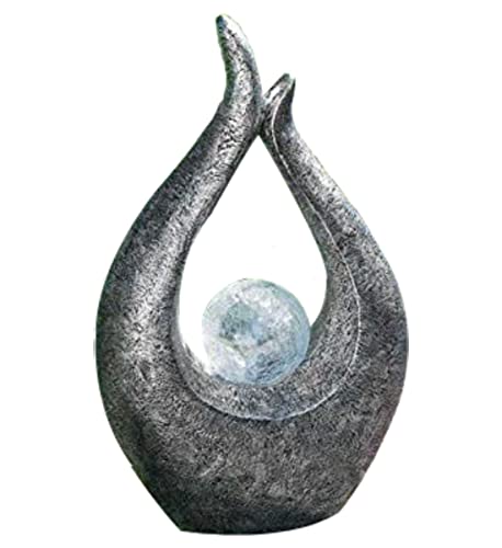 spot on dealz® Garden Sculpture & Statues Solar Lights Outdoor Garden Ornaments 47cm Contemporary Style Decorations Statue Solar Powered White Light LED Decoration Silver