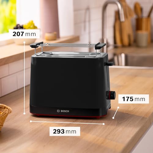 Bosch MyMoment Infuse TAT3M123GB - Compact 2-Slice Toaster with Reheat/Defrost, Foldable Bun Warmer, Auto Shut-Off, High Lift and Crumb Tray, in Matte Black - Image 3