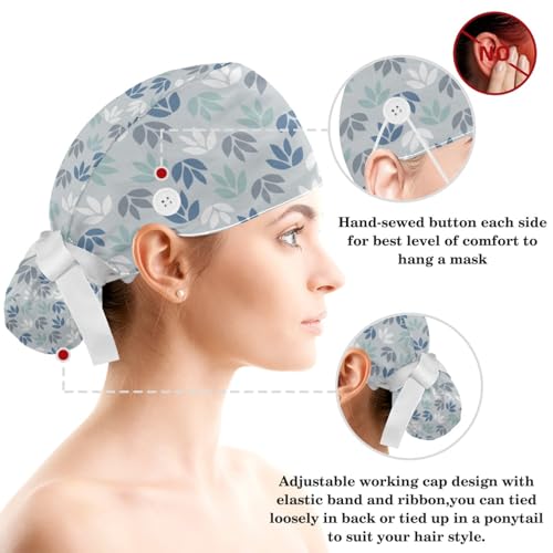 Image of Red Blooming Rose Flowers Black Working Cap with Scrunchy and Ribbon Tie for Women, Long Hair