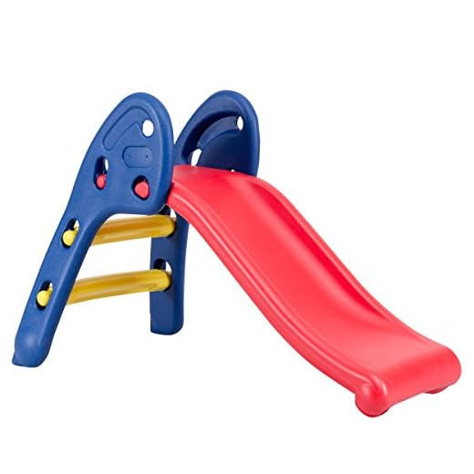Baby Joy Folding Slide, Indoor First Slide Plastic Play Slide Climber Kids (Ellipse Rail)