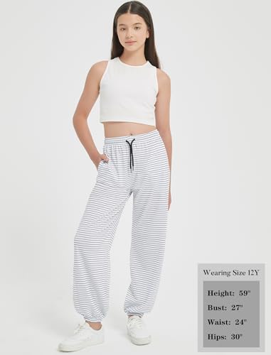 Image of EXARUS 3 Pack Girls Sweatpants Joggers Teen Sweat Pants Wide Leg | Tween Baggy Casual Preppy Pockets High Rise Elastic Waist School Sports Trendy Clothes Kids Youth Junior 6-14Y