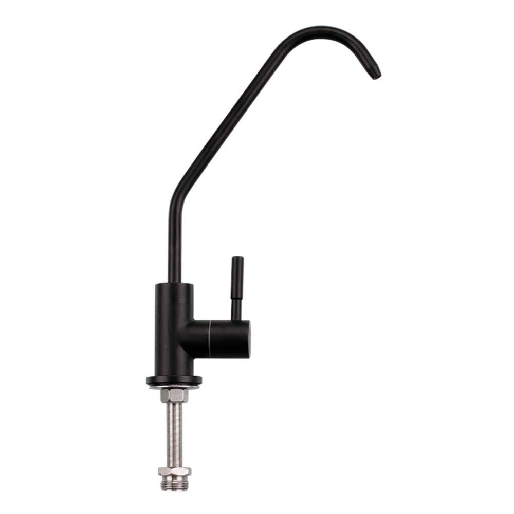 Grifo de filtro de agua de ósmosis de 1/4 pulgadas, purificador de agua potable directo negro, grifo de cocina giratorio de acero inoxidable para agua potable limpia, fácil instalación