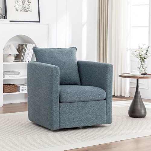 Sillón giratorio moderno azul con cojín mullido miniatura 1
