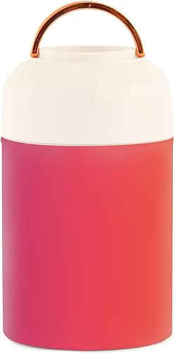 Miniatura 2 de MCHIVER Tarro de comida degradado morado naranja con cuchara de acero inoxidable aislado al vacío, contenedor de comida de 17 onzas para sopa termo