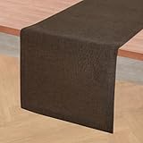 Solino Home 100% Pure Linen Table Runner Athena, Natural Fabric Handcrafted Runner, Brown 14 x 90 Inch