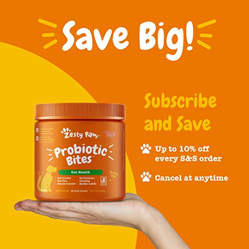 Zesty Paws Probiotic For Dogs - Probiotics For Gut Flora, Digestive Health, Occasional Diarrhea & Bowel Support - Clinically Studied De111 - Functional Dog Supplement Soft Chews For Pet Immune System #TOP3