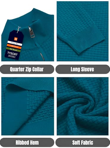 Image of TYSORT Men High Neck Zipper Full Sleeve Waffle Knitted Winter Sweater,Waffle Knit Sweater for Men, Black