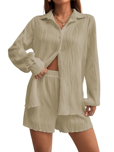Image of Leriya Fashion Co-Ord Set for Women Stylish | Summer Night Suit for Women | Unique Textured Pattern Pyjama Set for Woman Travel Beach & Holiday Looks | Trendy Top & Shorts for Summer Day Vacations