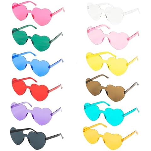 FUNUPUP 12 Pairs Heart Shaped Sunglasses Bulk Rimless Heart Shaped Glasses for Women Bachelorette Party Cover