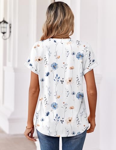 Image of Zeagoo Womens Tops Short Sleeve Summer V Neck Shirts Work Blouses Business Outfits Fashion Clothing