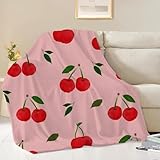 NEWCOSPLAY Throw Blanket Cute Soft Aesthetic Fleece Blanket for Kids Girls Boys Teens Cozy Blanket for Bed Couch Camping (Cherry, Throw(50'x60'))