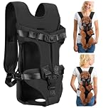 Dog Carrier Backpacks, Adjustable Dog Backpack Carrier, Legs Out Easy-fit Dog Chest Bag for Medium Small Dogs, Hands Free Dog Front Carrier for Hiking, Cycling（Black L）