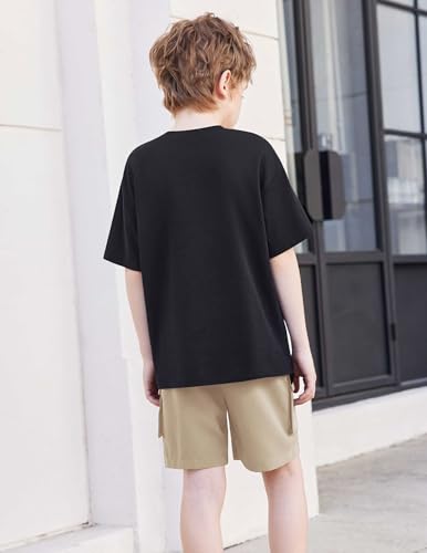 Image of Arshiner Boys' 2-Piece Cotton Outfit Short Sleeve Crewneck T-Shirt & Cargo Shorts Set Summer Casual Clothes for Kids 5-13