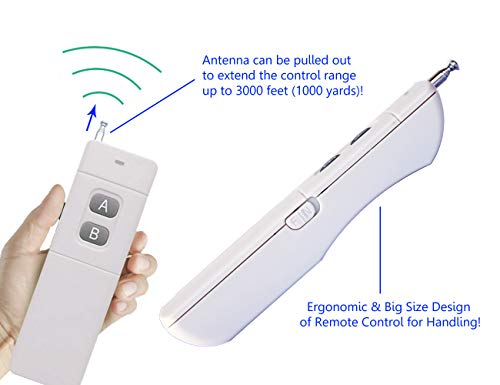 Supreform Universal Waterproof 2 Channel Relay 12V 24Vdc/Ac 2000Ft(600M) Long Range Remote Control Switch For Lights, Water Pump, Heater, Garage Door Gate Opener, Pre-Wired 3.3 Feet External Receiver #TOP7