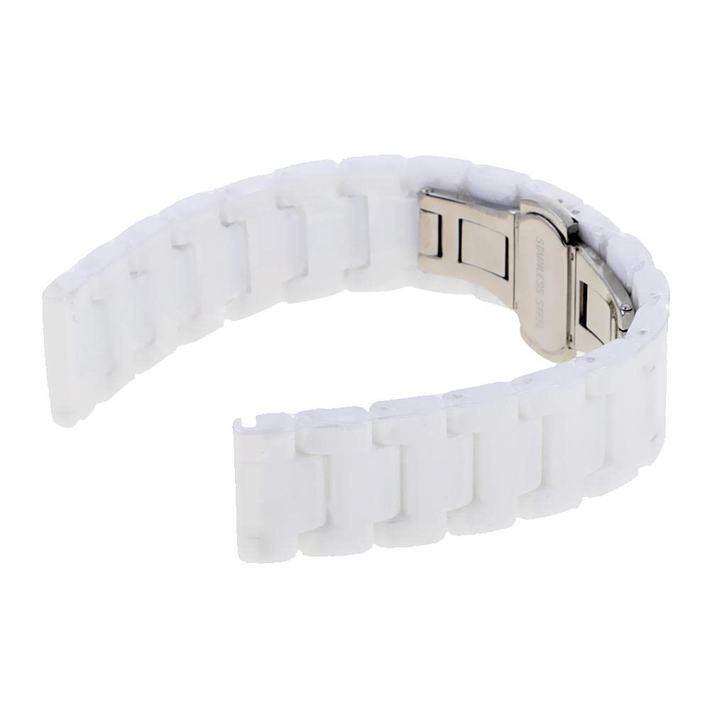 1x Reemplazo de Correa de Eslabones de Cerámica para Relojes Hebilla de Material Acero Inoxidable Hebilla Blanca